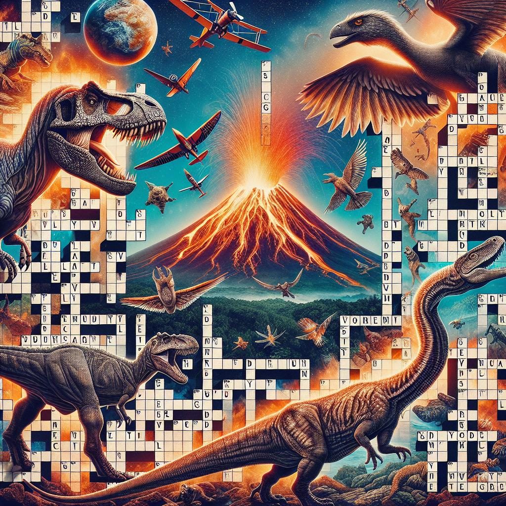 "Charleston event collage: dinosaurs, volcanoes, crosswords"