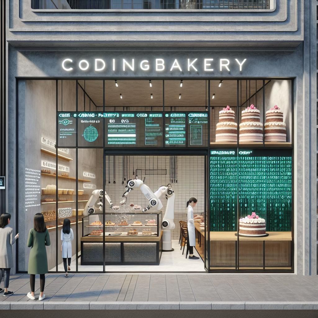 Coding bakery storefront concept.