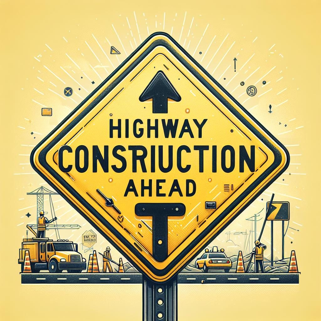 Highway construction sign illustration.