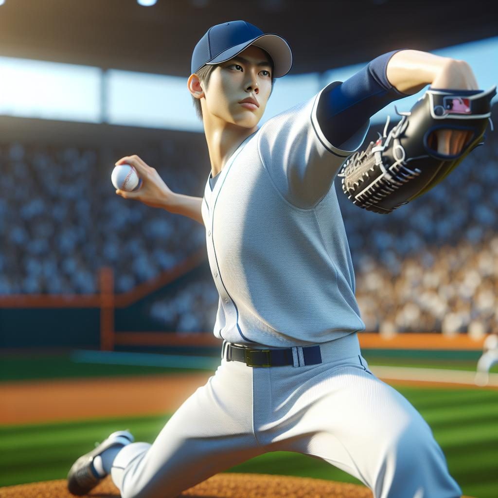 Baseball pitcher throwing ball