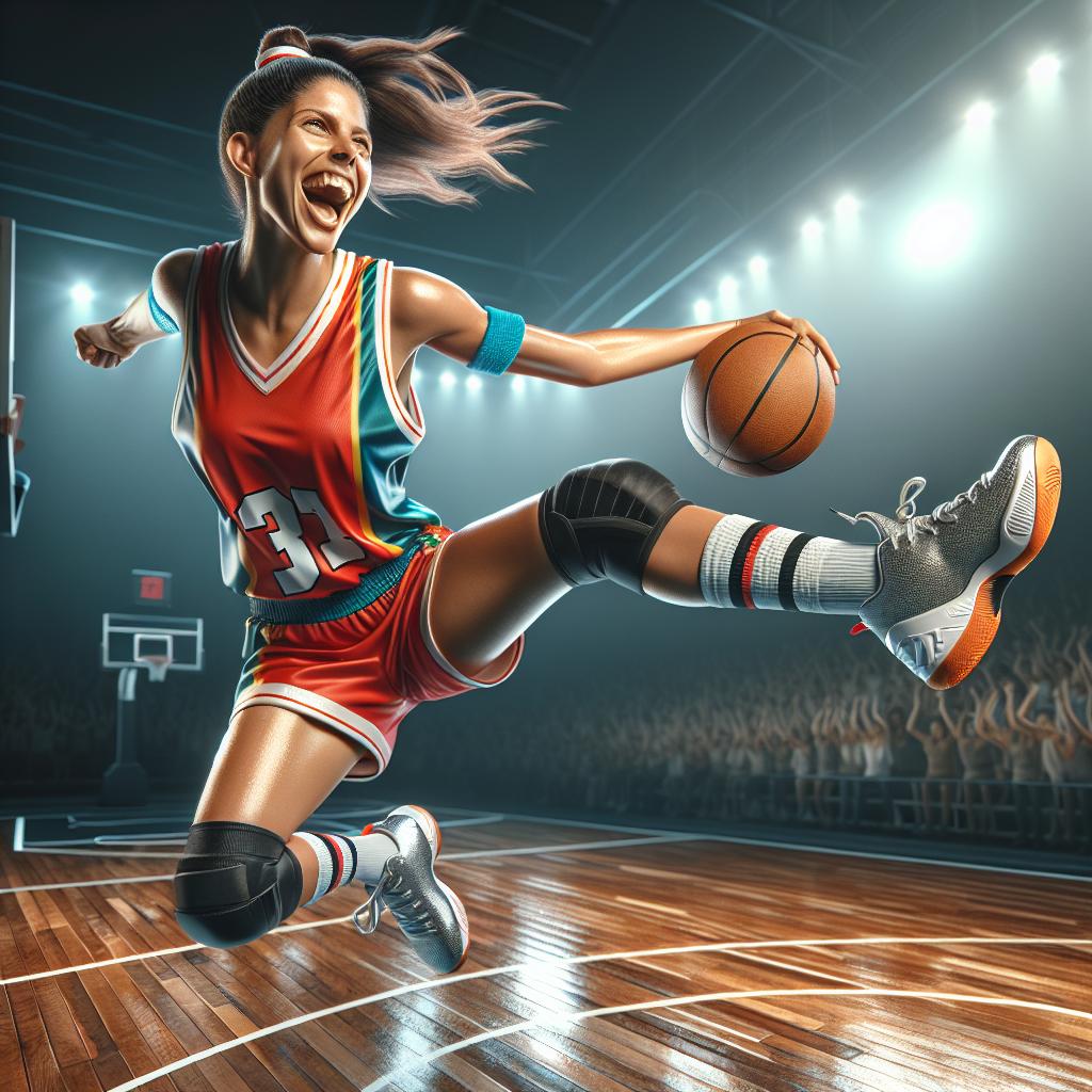 Basketball player celebration portrait.