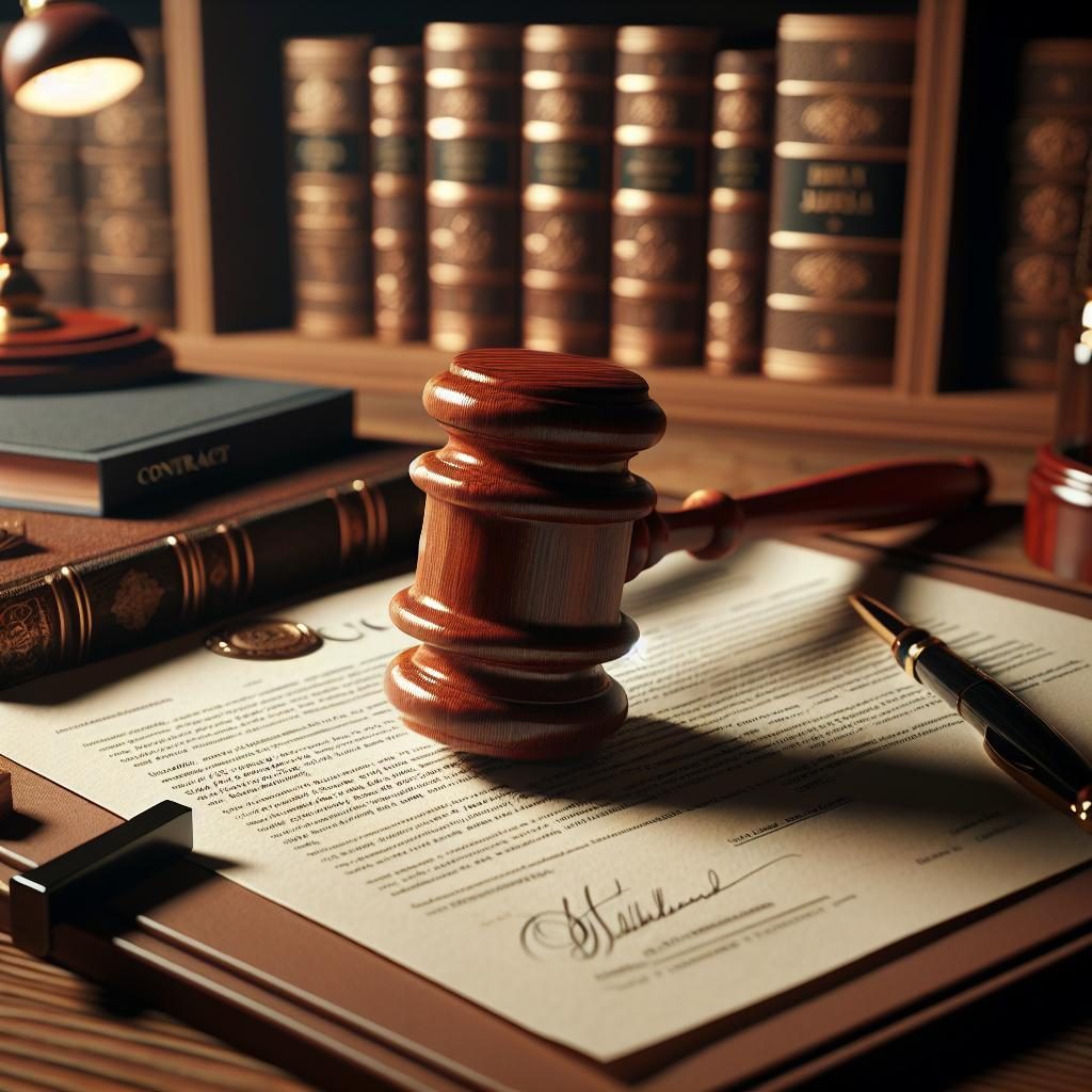 Legal documents and gavel