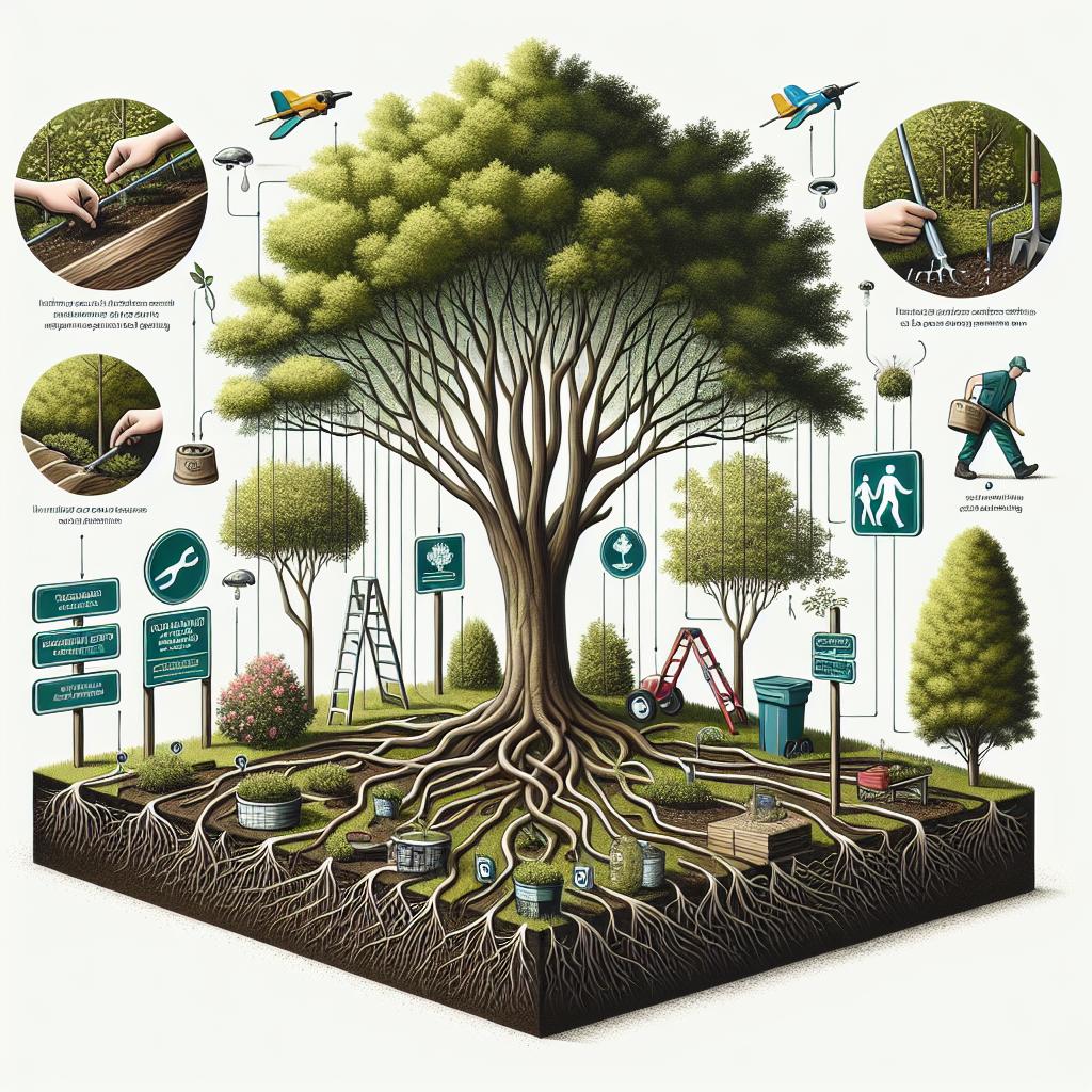 Tree protection guidelines illustration.