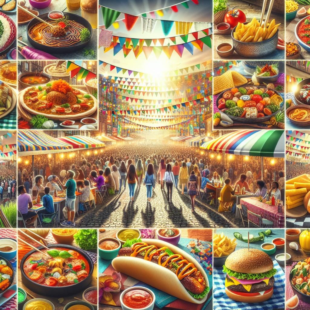 "Colorful food festival collage"