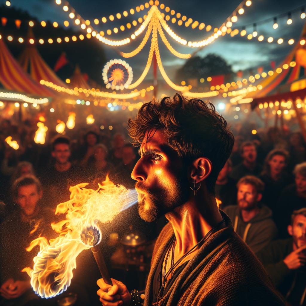 Fire-eater at festival.