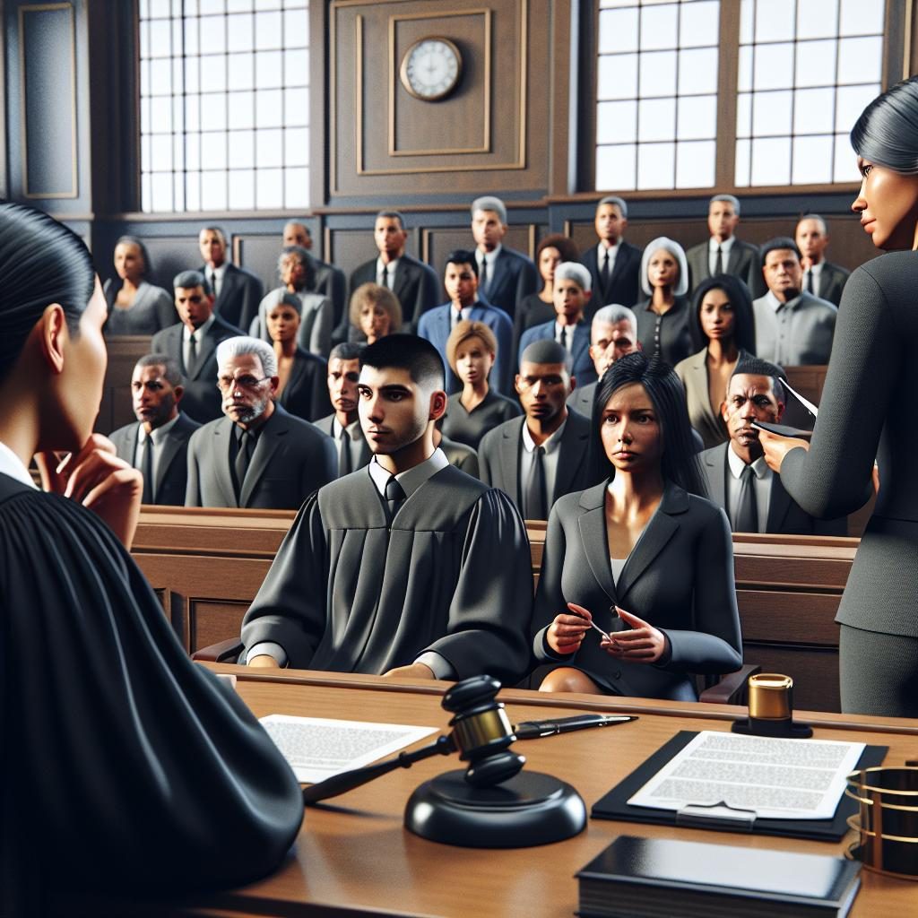 Courtroom Sentencing Scene Illustration.