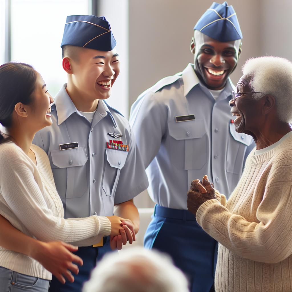 Cadets spreading smiles seniors.