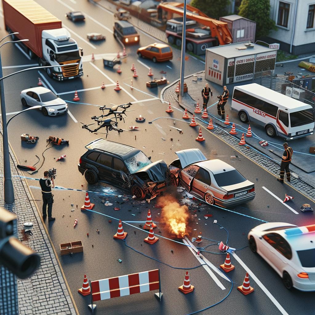 Car accident reconstruction scene