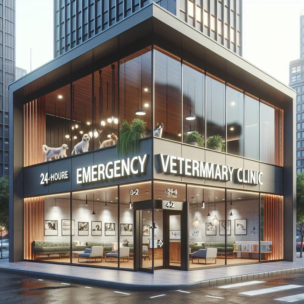 Emergency vet clinic exterior.