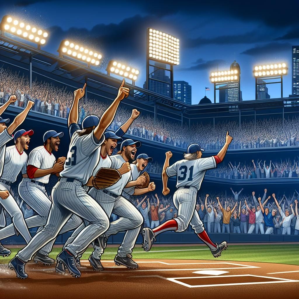 Baseball game celebration image.