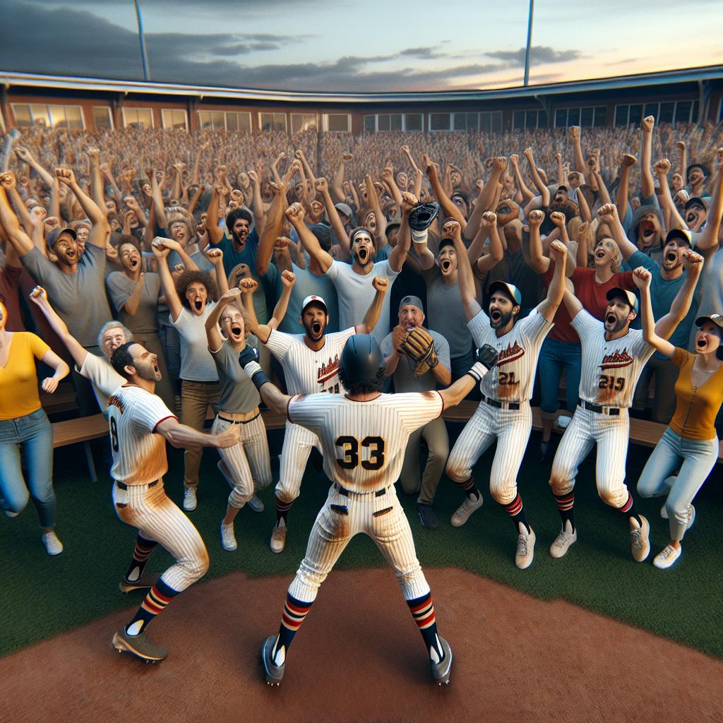 Baseball game celebration image.