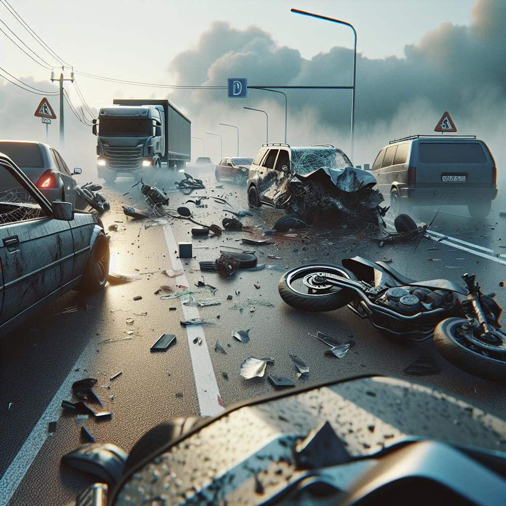 Traffic accident aftermath illustration.