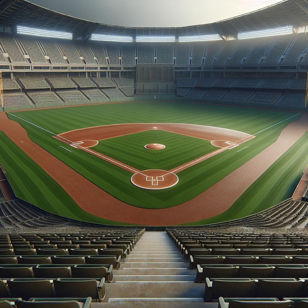 Empty baseball stadium scene.