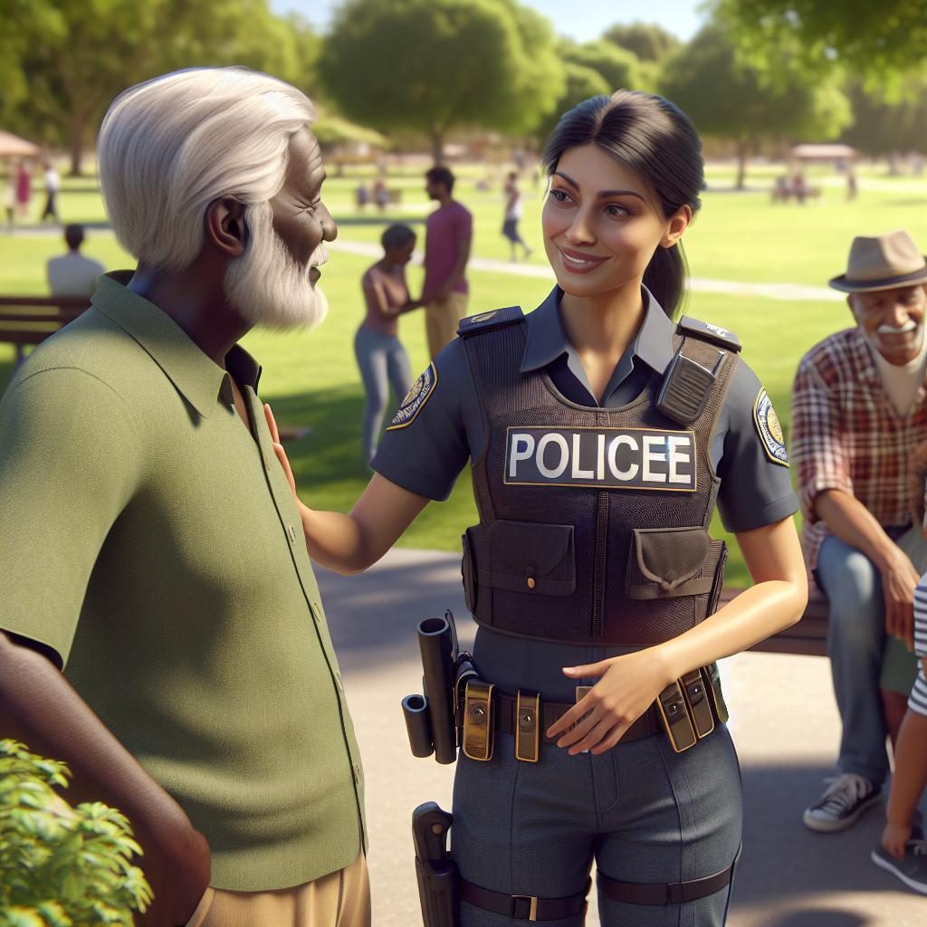 police officer chatting with citizens