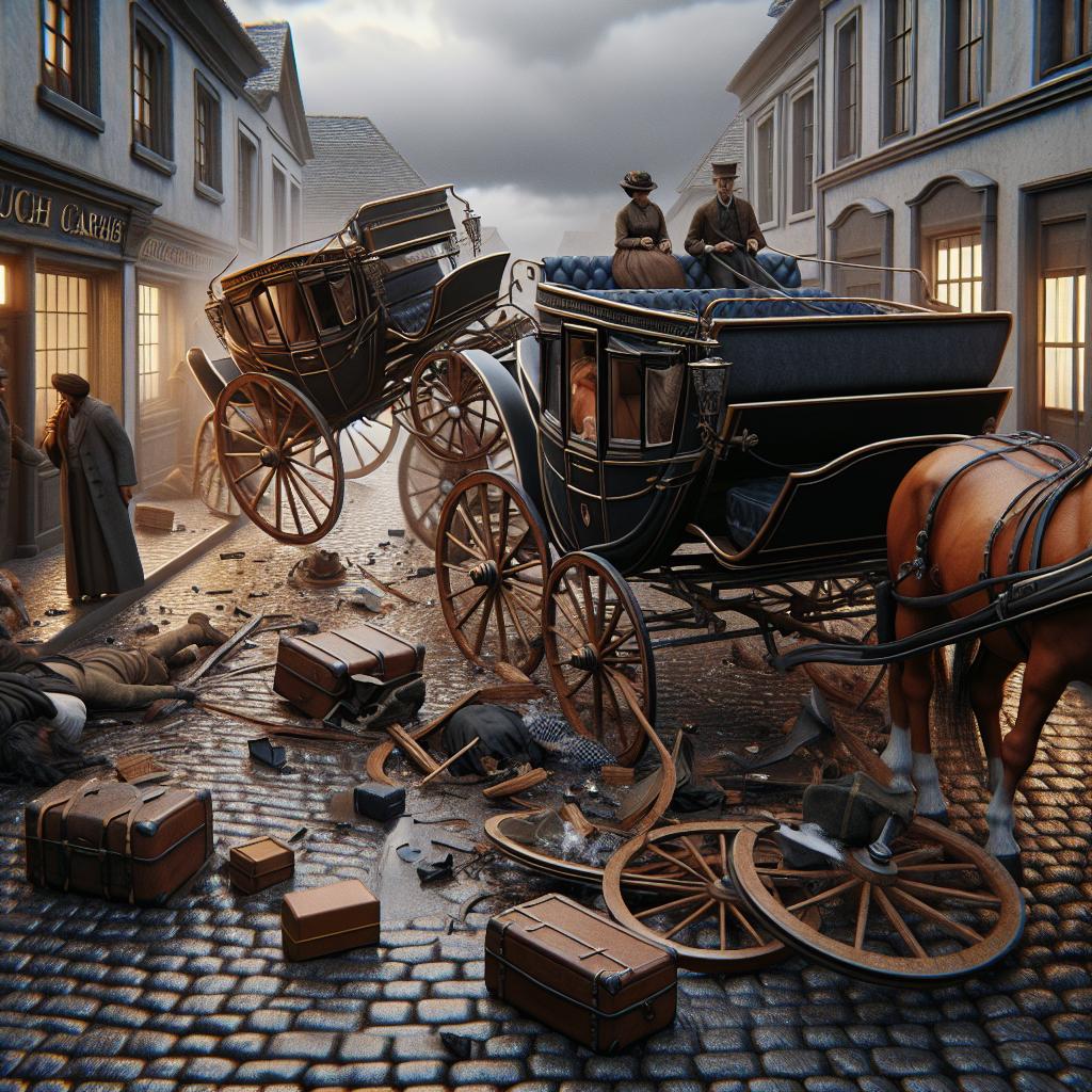 Carriage collision aftermath scene