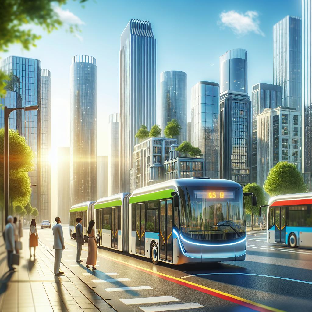 "Modern electric buses city"