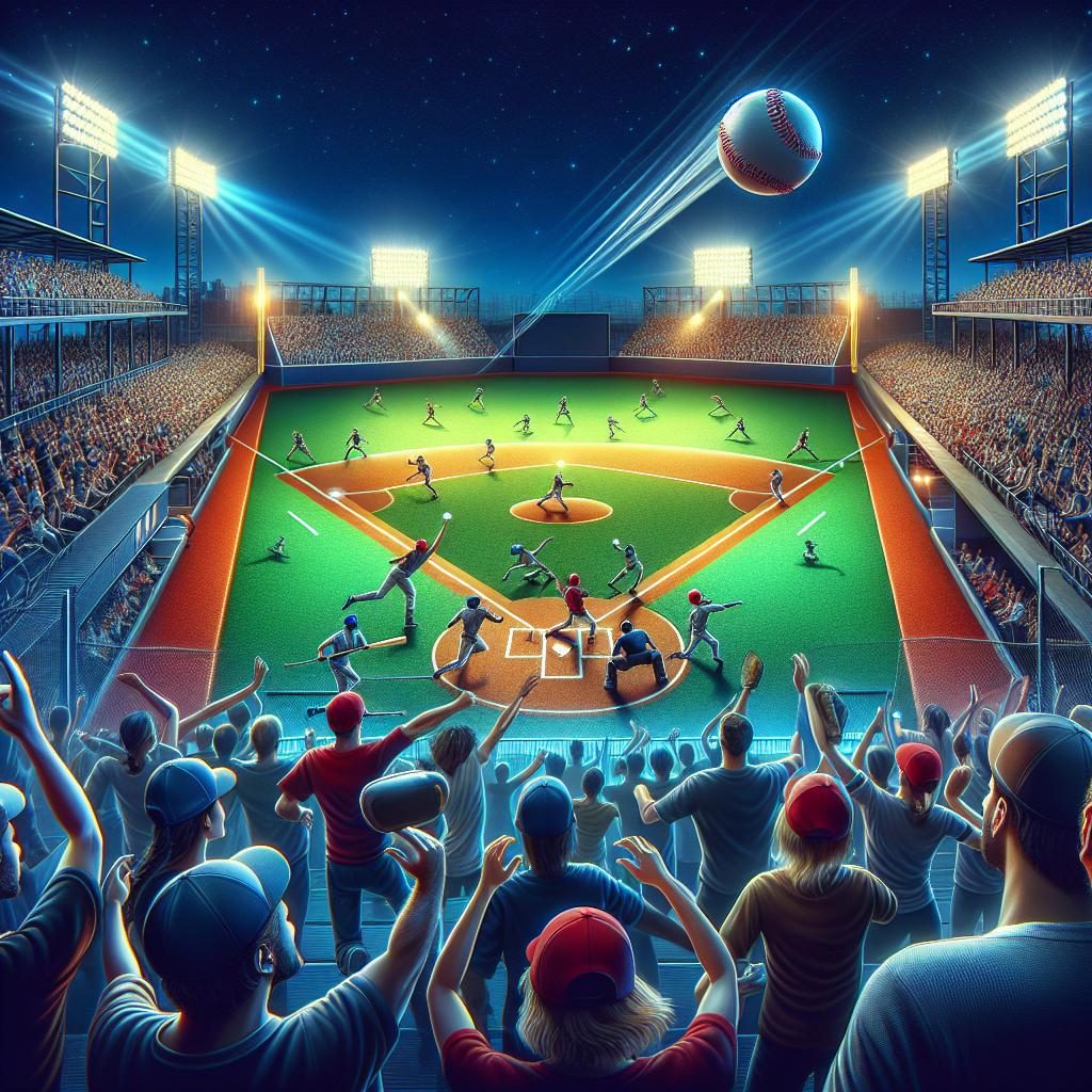 Baseball at night game.