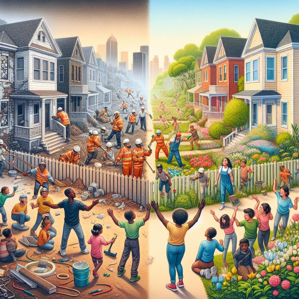 Vibrant community transformation illustration.