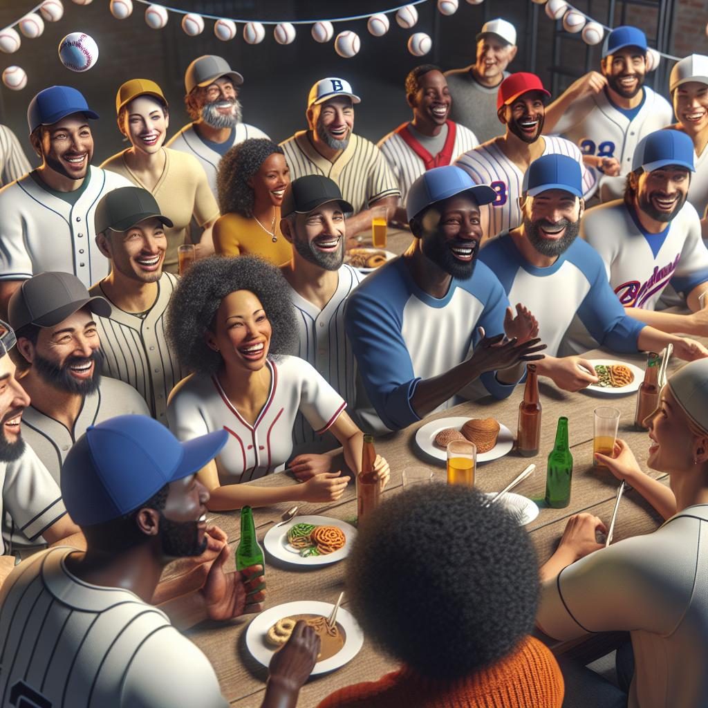 "Baseball team reunion celebration"