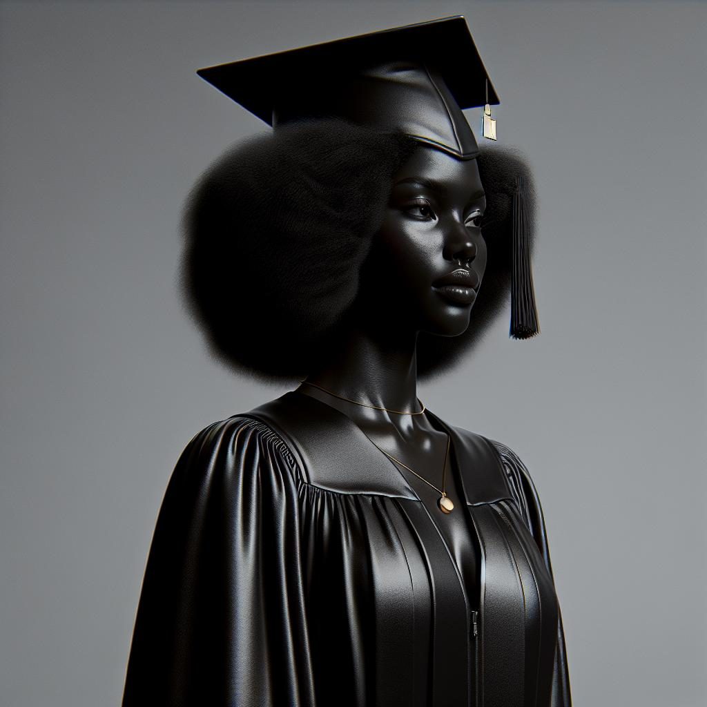 Black woman in cap and gown