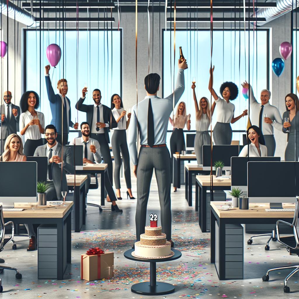 Modern office space celebration.