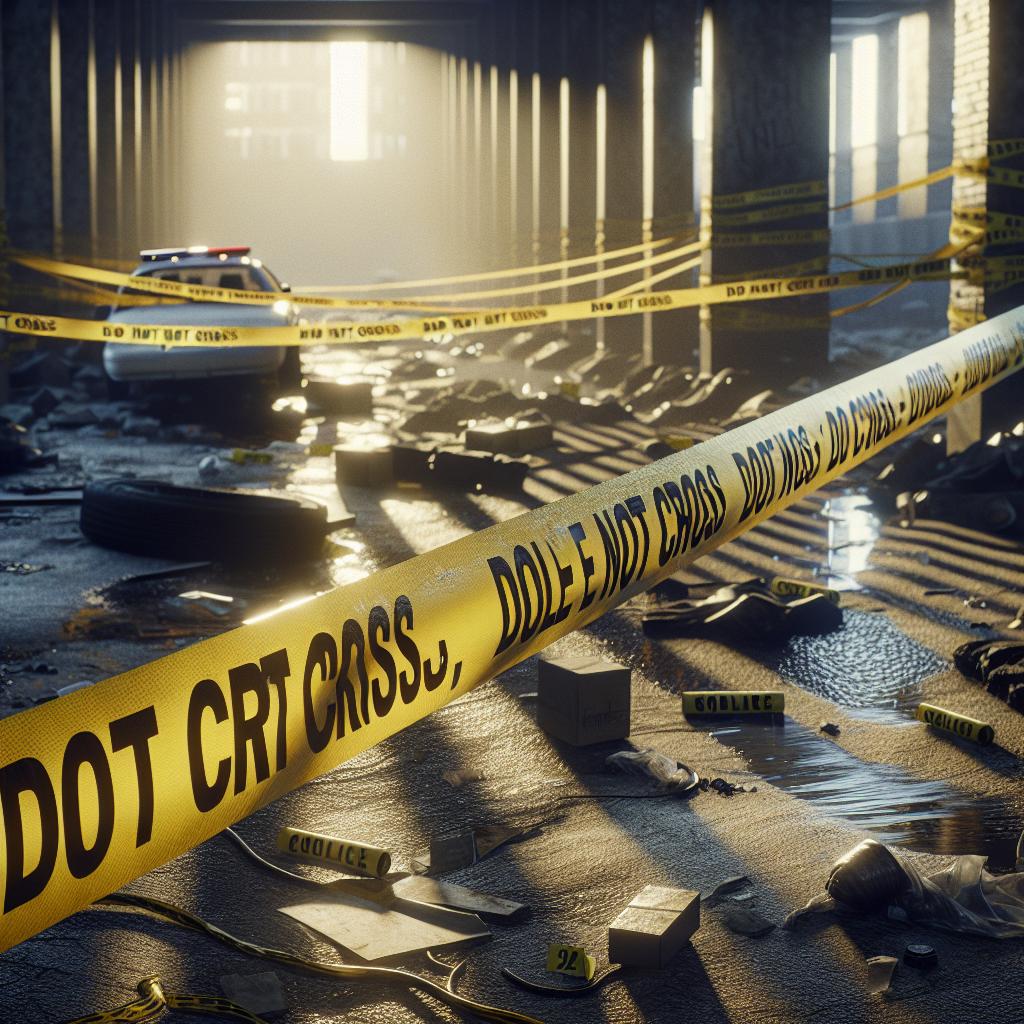 Police tape crime scene.