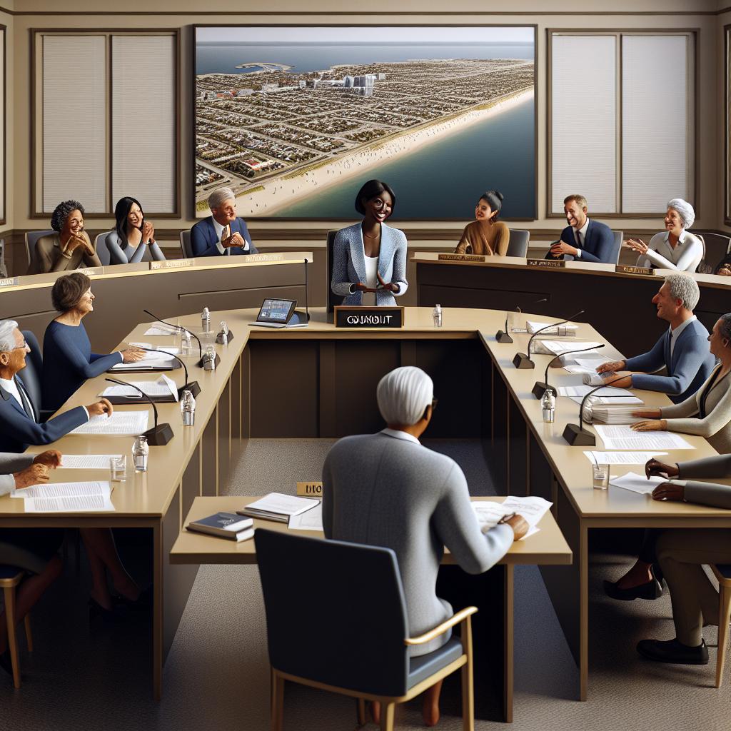 Beach town council meeting.