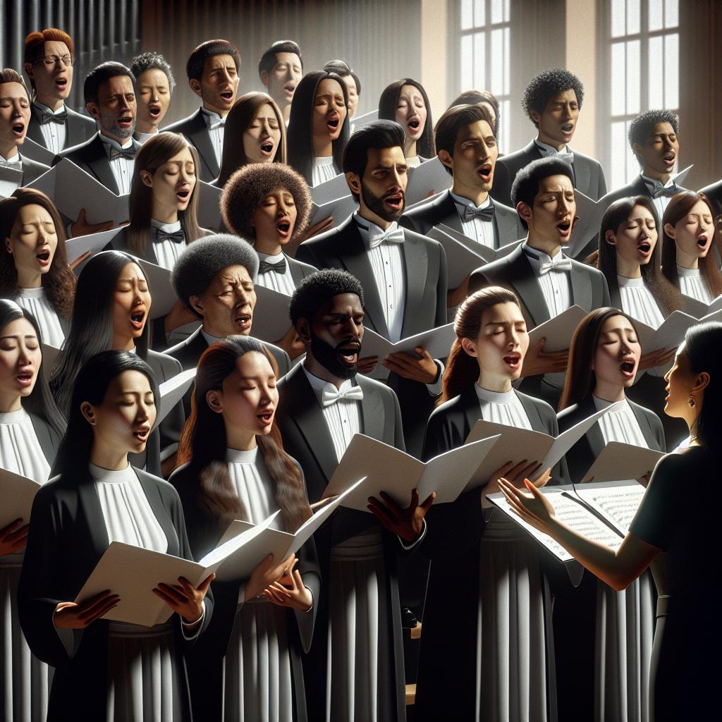 Chorus singing in harmony.