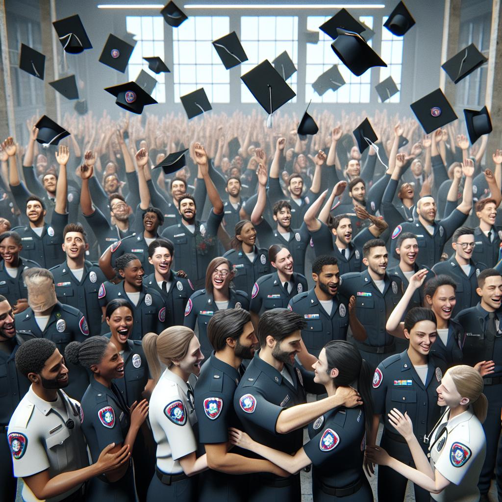 EMS trainees celebrating graduation.