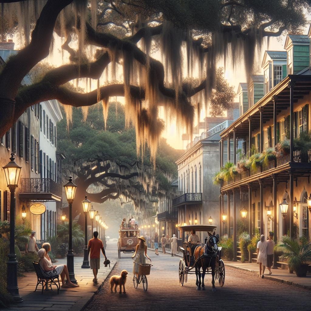 Romantic Charleston street scene.