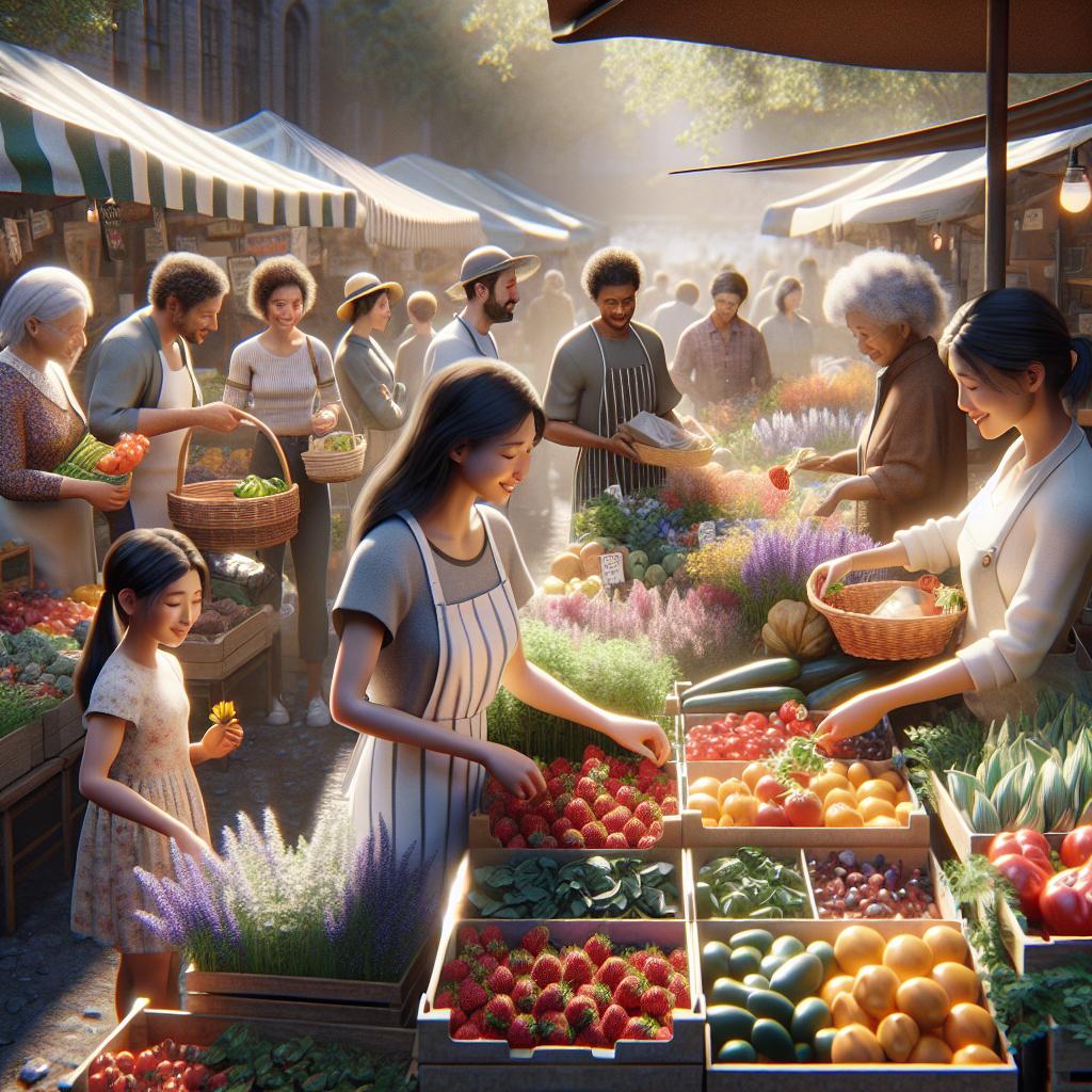 outdoor farmers market scene