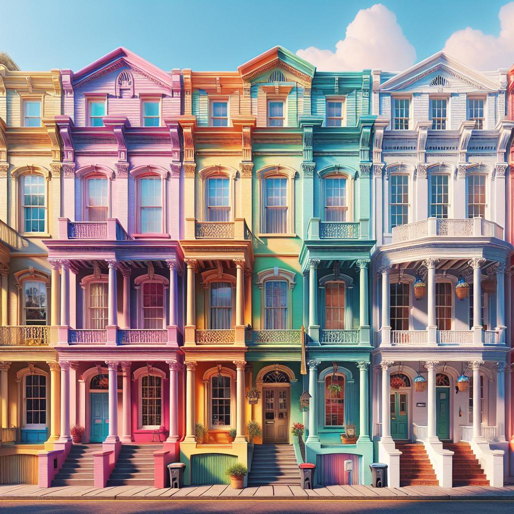 Rainbow pastel buildings Charleston