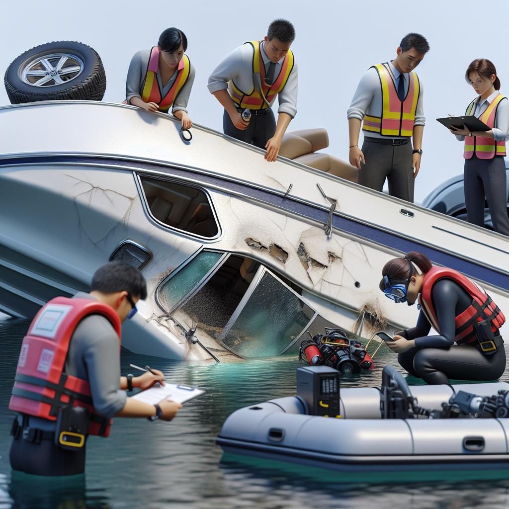 Boat accident investigation scene.