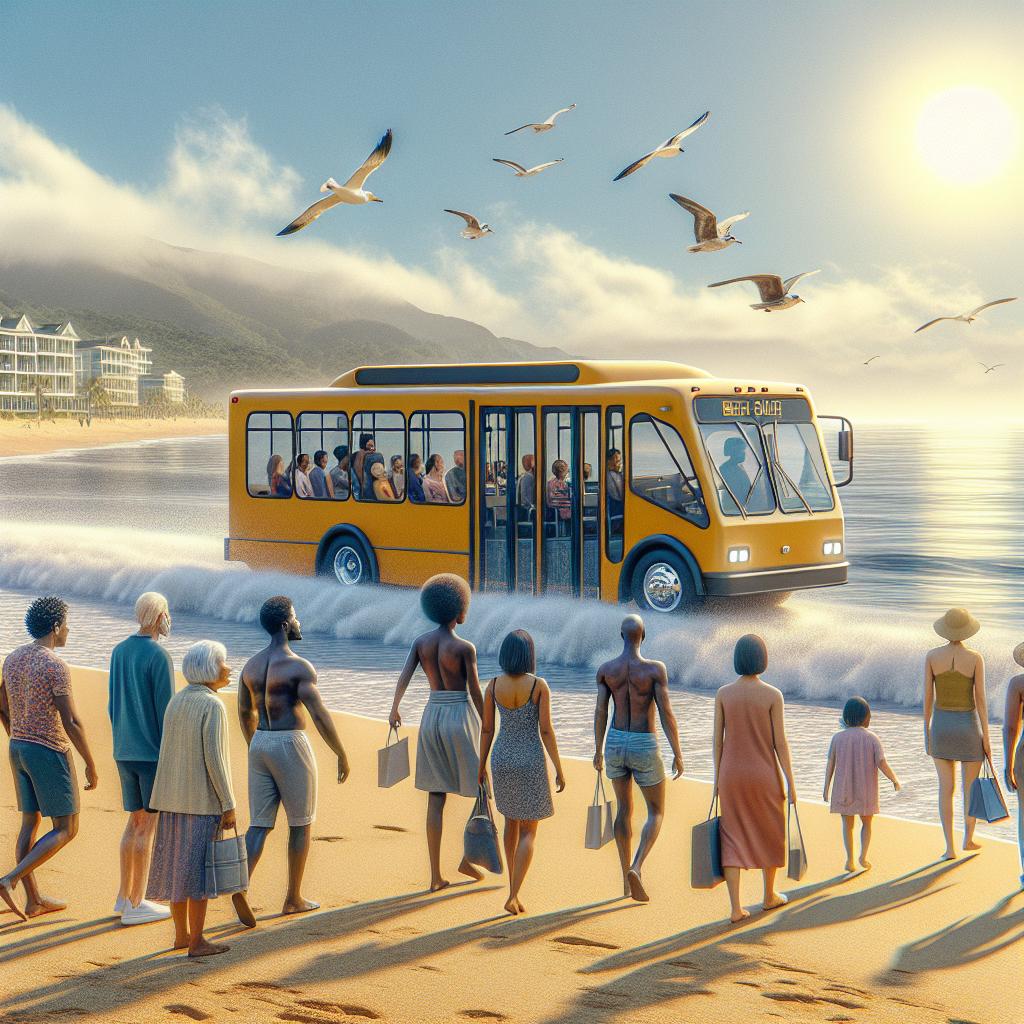 Beach shuttle service illustration