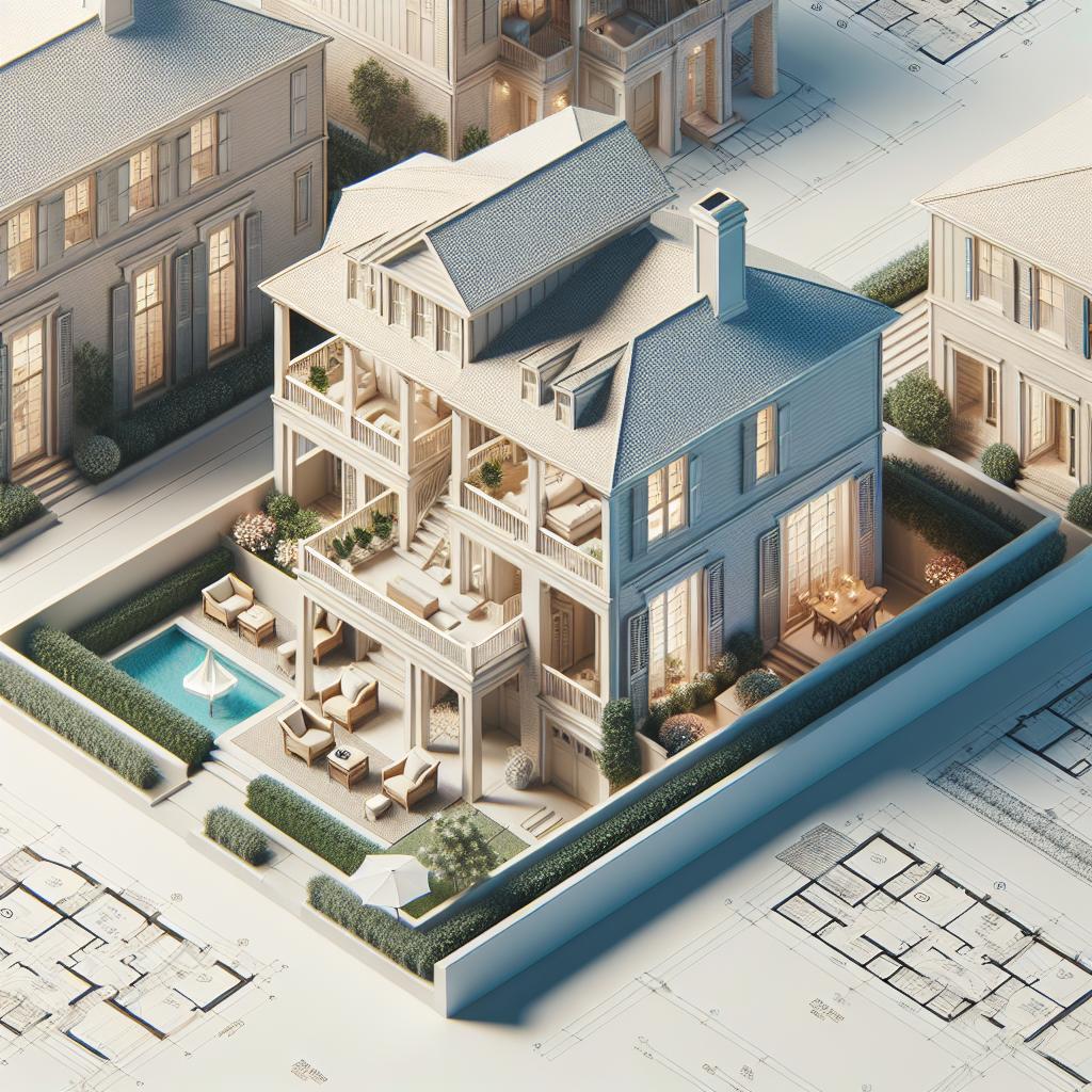 "Architectural townhome blueprint Charleston"