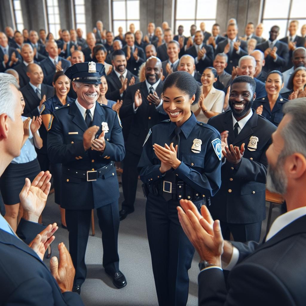 Celebratory police promotion ceremony.