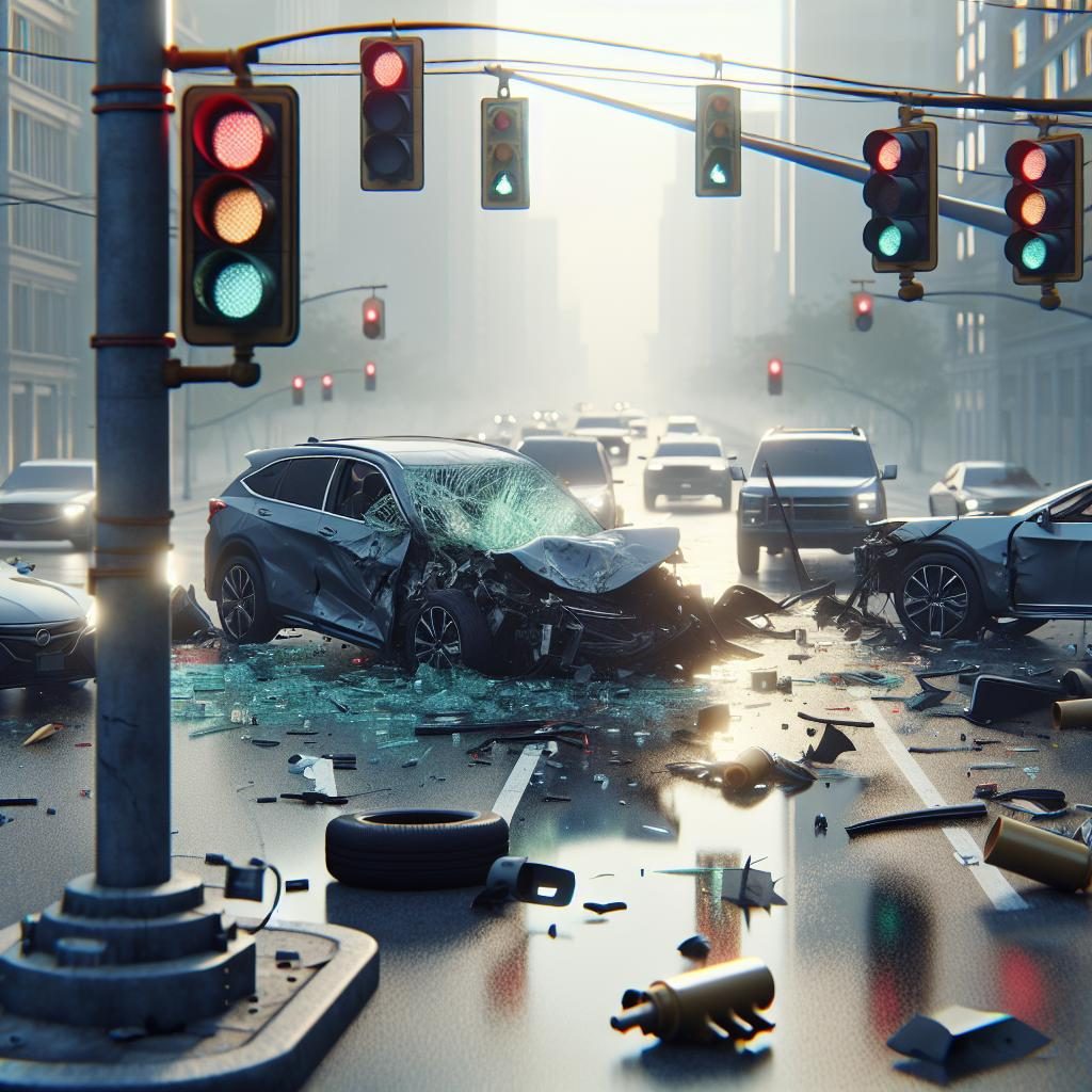 Car crash aftermath intersection