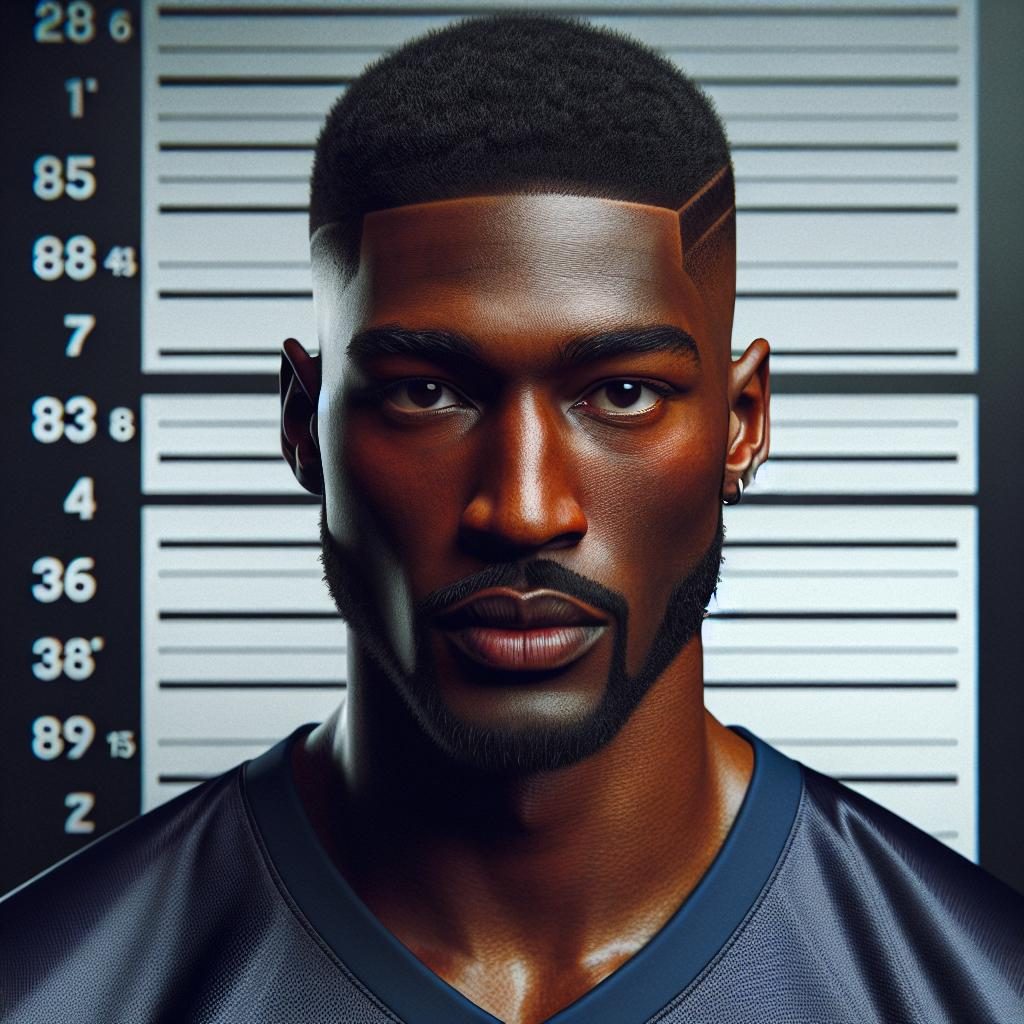 Football player mugshot concept.