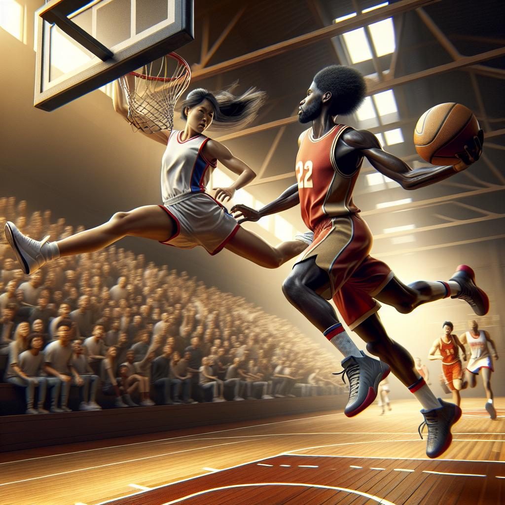 Basketball players in action