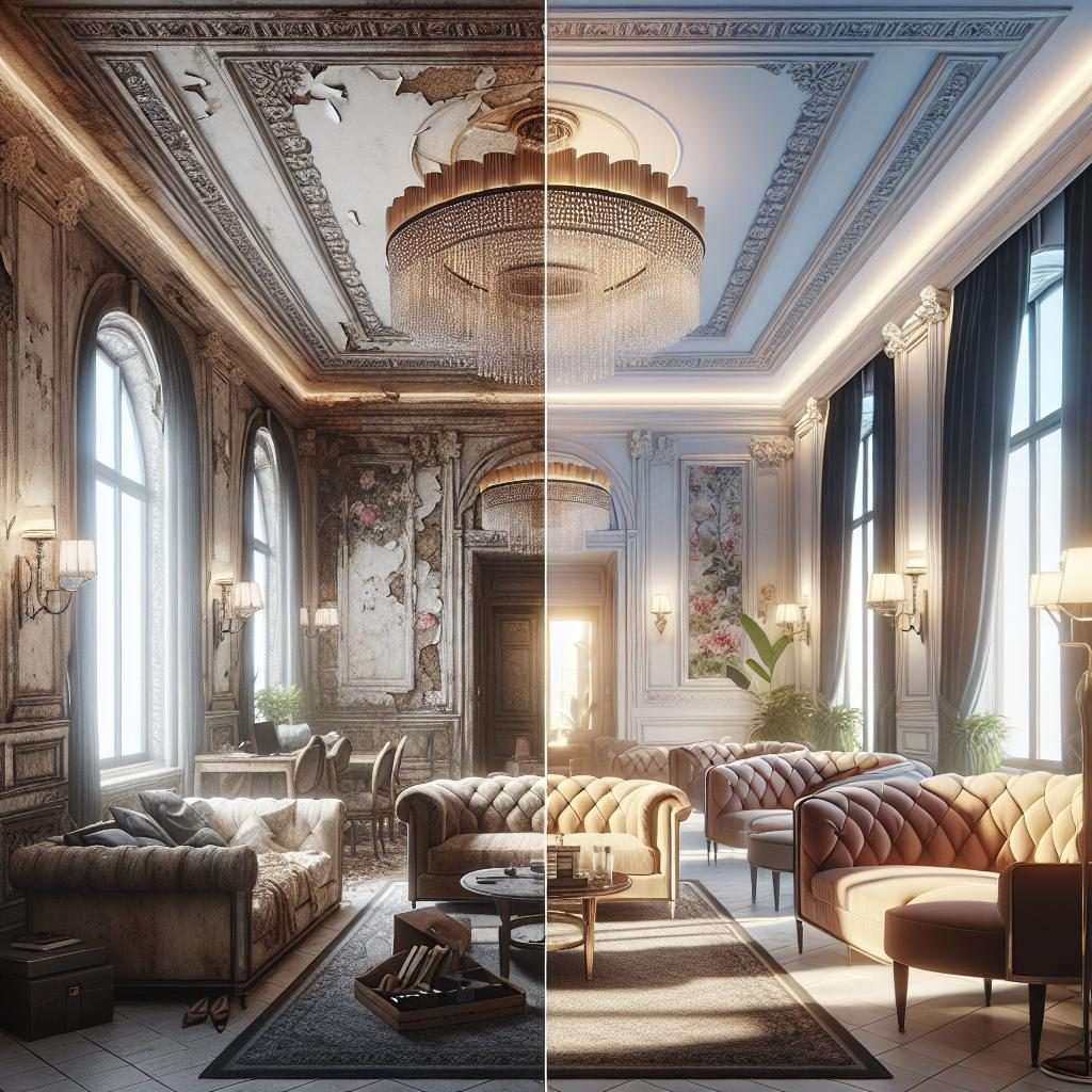 Elegant hotel renovation concept.