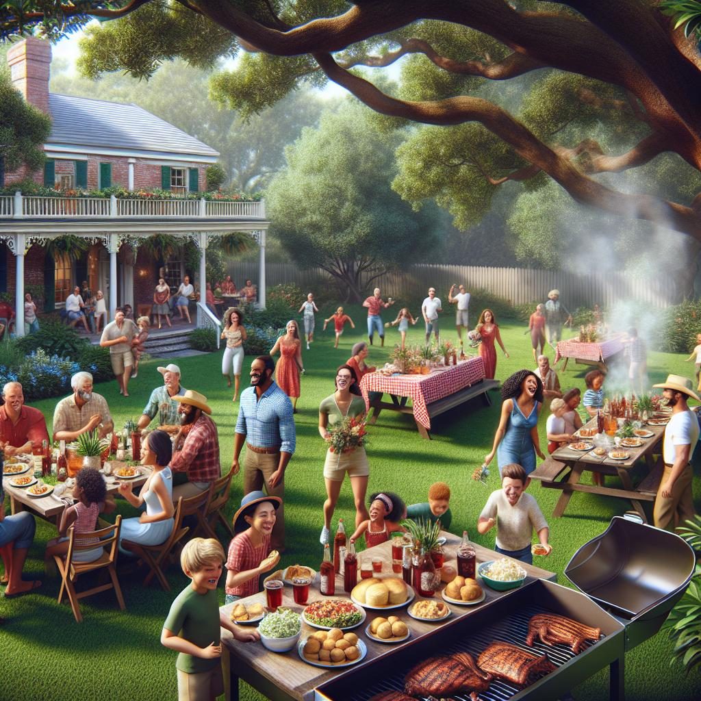 Southern barbecue celebration scene.
