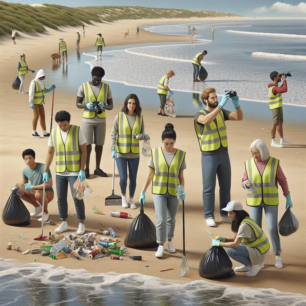 Beach cleanup volunteers group