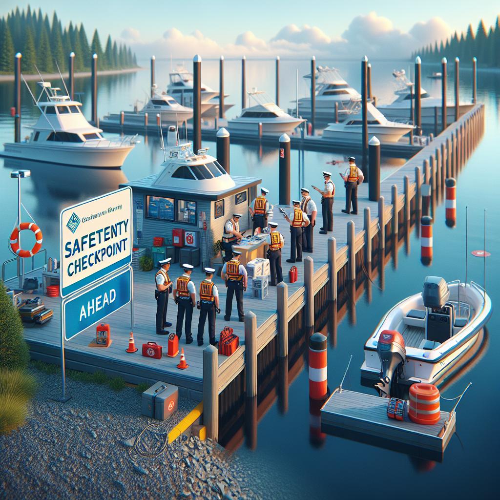 Boating safety checkpoint illustration.