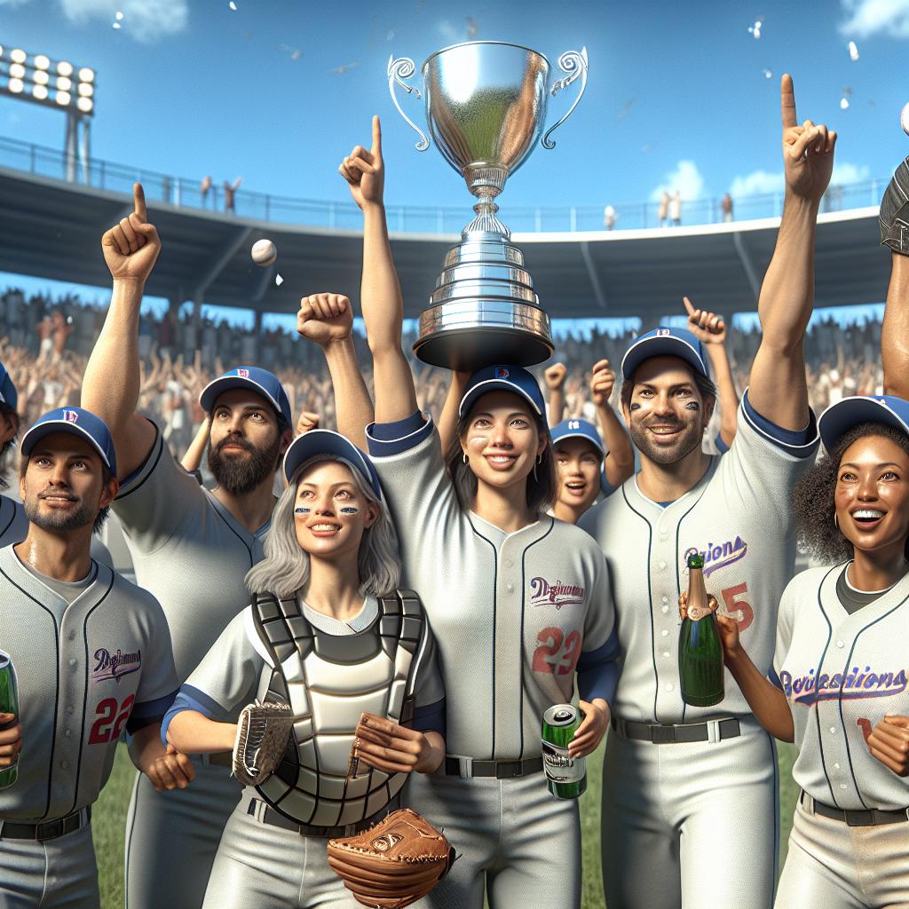 Baseball team celebration victory.