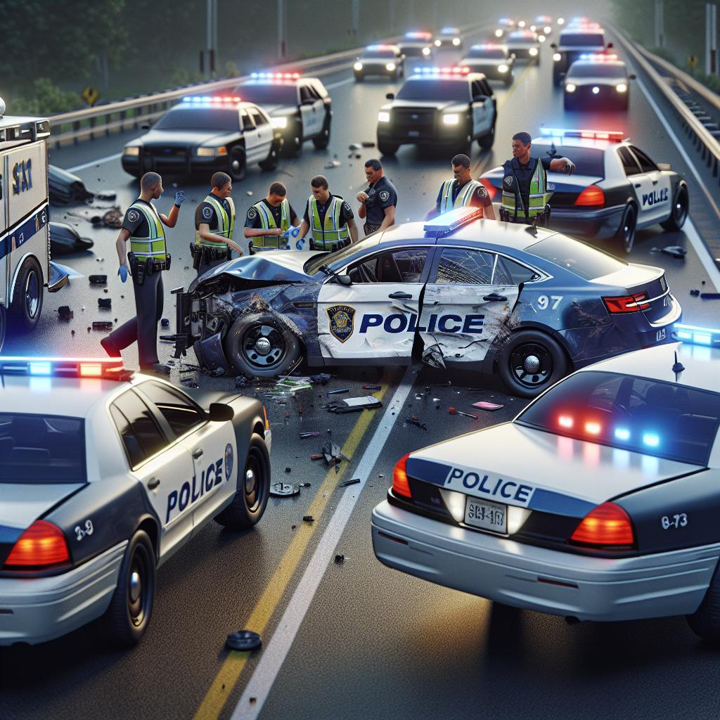 Police cars at accident.