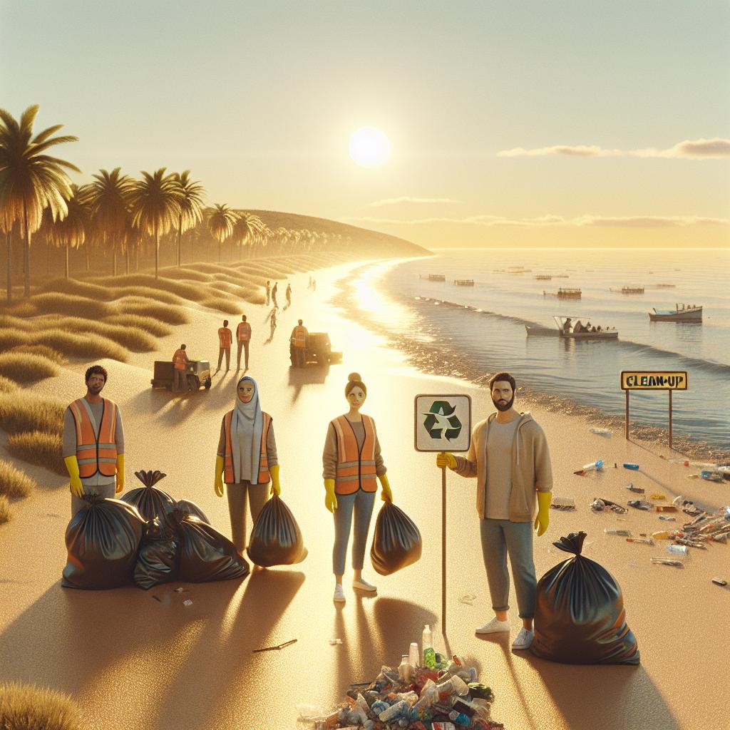 Beach cleanup aftermath concept.