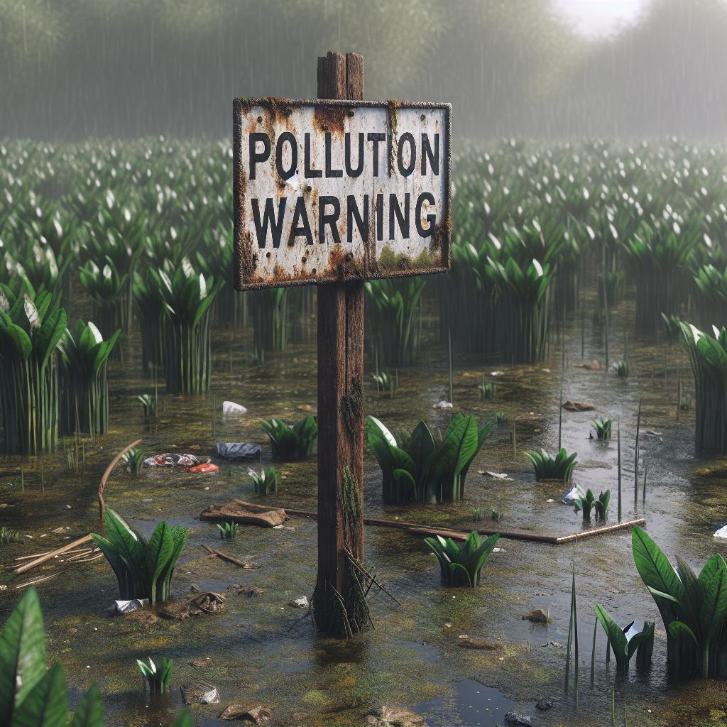 "Marsh pollution warning sign"