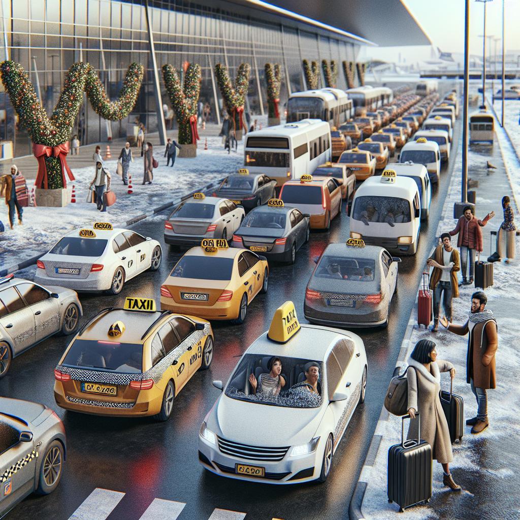 Airport holiday traffic jam.