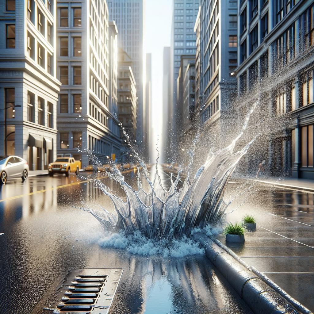 Water gushing on street