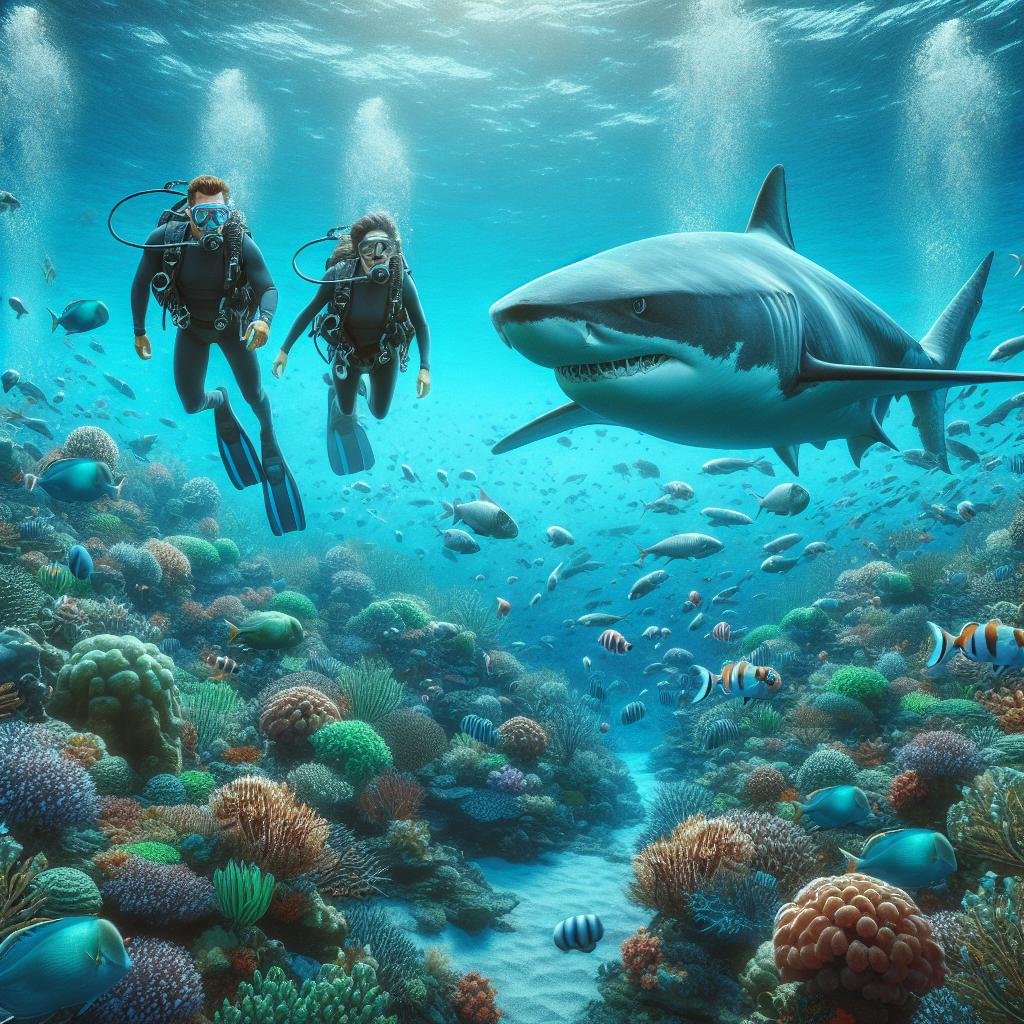 Underwater shark exploration.